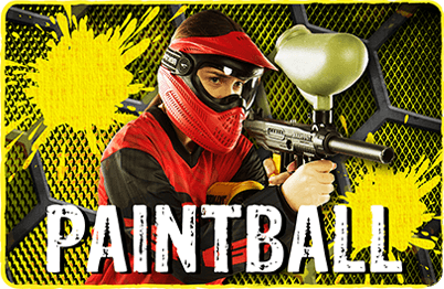 Man in Red Paintball Gear