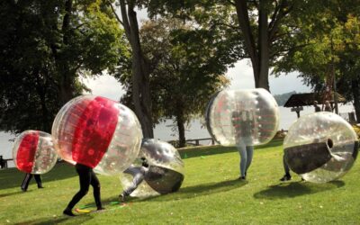 People playing Bubble Soccer
